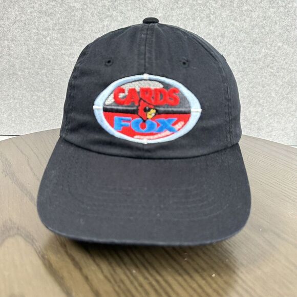 Vtg Louisville Cardinals on Fox Sports Hat Cap Black Adjustable Strap‎ Back - Picture 1 of 7